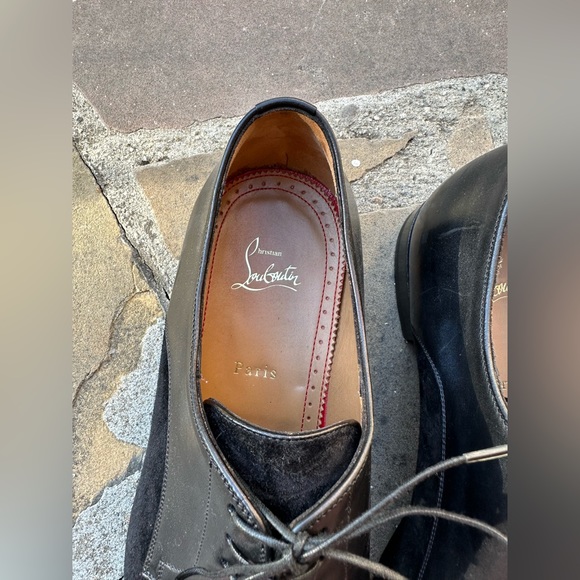 Christian Louboutin Black Leather & Suede Daviol Derby Size 45.5 Euro 12.5 US main image 4